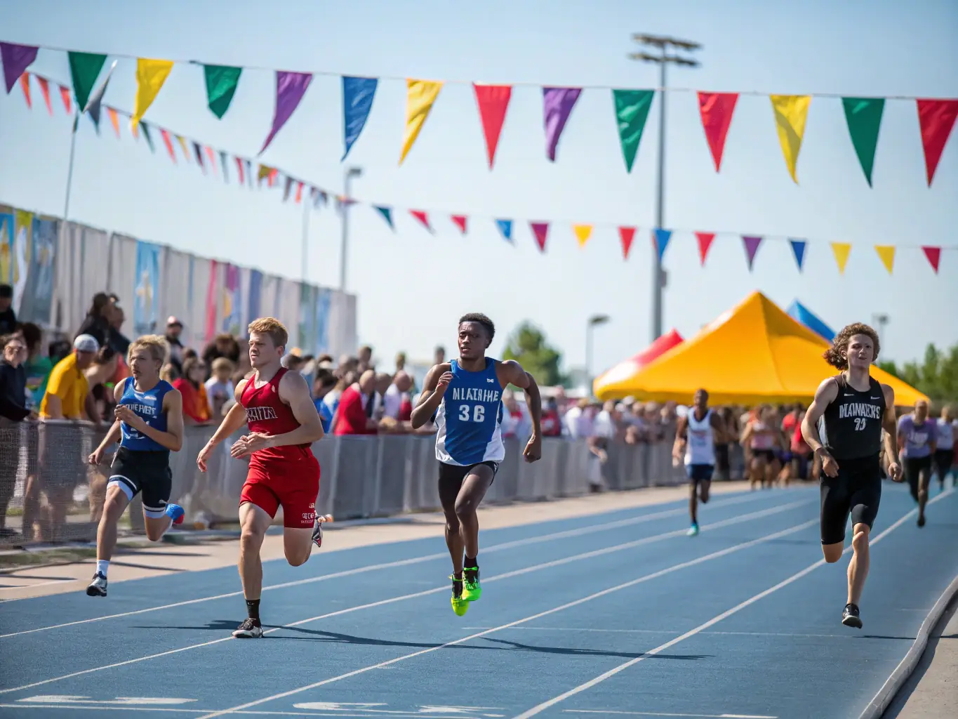 An image of students participating in a track and field event, highlighting the athleticism and competitive spirit.