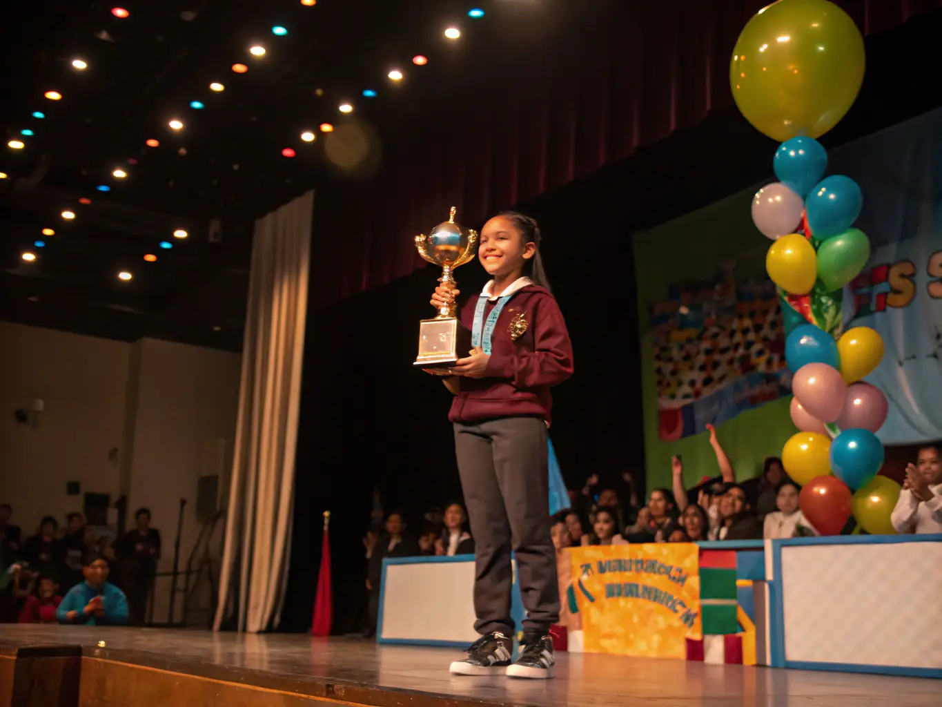 A photo of a student athlete receiving an award at an ASSOCIATION SPORTIVE SCOLAIRE DE TOUVERAC DE TATRE event, highlighting the organization's dedication to recognizing and celebrating personal growth and achievement.